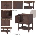 thumbnail image 4 of 24" Modern Sleek Bathroom Vanity, Freestanding Wood Bathroom Storage Cabinet with 2 Doors and Open Style Shelf for Girls and Wemen, (Single Vanity Only), Brown, 4 of 9