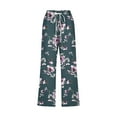 thumbnail image 4 of Nrmvnmi Womens Casual Linen Pants Straight Leg Drawstring Elastic High Waist Loose Floral Prints Comfy Trousers with Pockets Mothers Day Gifts For Her, 4 of 5