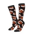 thumbnail image 2 of Daiia Sports Socks Brown Football On Black Printed Novelty Crew Socks for Men Women Knee High Socks Cotton Socks Soft & Breathable Support Unisex Socks, 2 of 9