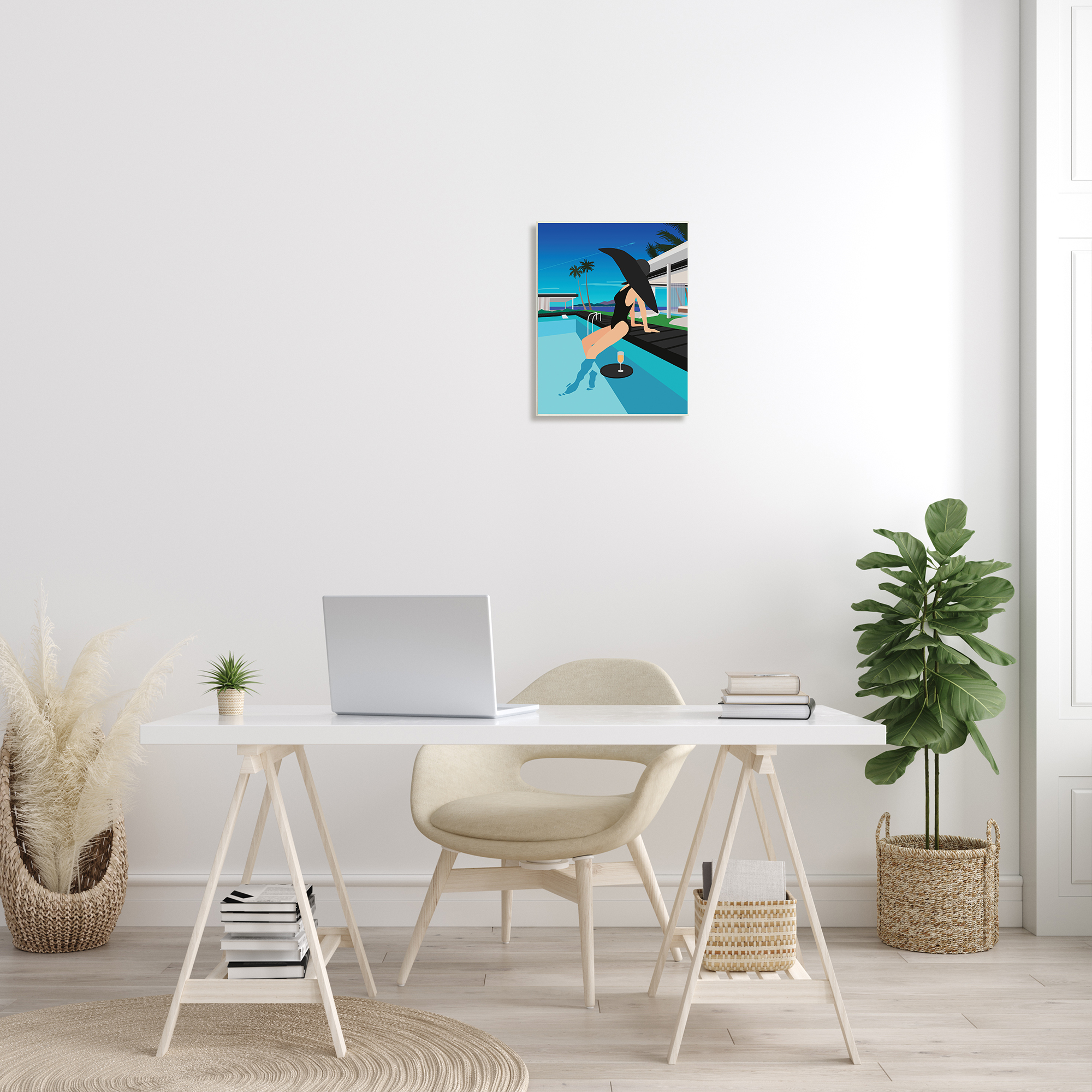 Stupell Industries Glam Fashion Relaxing Poolside Floating Drink Tray, 13 x 19, Designed by Ziwei Li