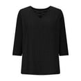 thumbnail image 4 of FAIWAD 3/4 Sleeve Tops for Women V Neck Criss-Cross Casual Shirts Loose Lightweight Knit Sweaters, 4 of 8