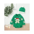 thumbnail image 4 of hirigin Infant Baby 2PCS Christmas Outfits, Long Sleeve Round Neck Knit Romper + Beanie Hat Set, 4 of 9