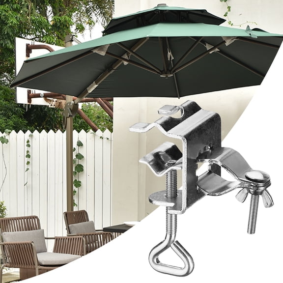 Travelwant Outdoor Umbrella Clamp - Steel Patio Umbrella Holder | Attaches to The Railsor Fence Post, Railing, Bleachers, Benches, Tailgates and More