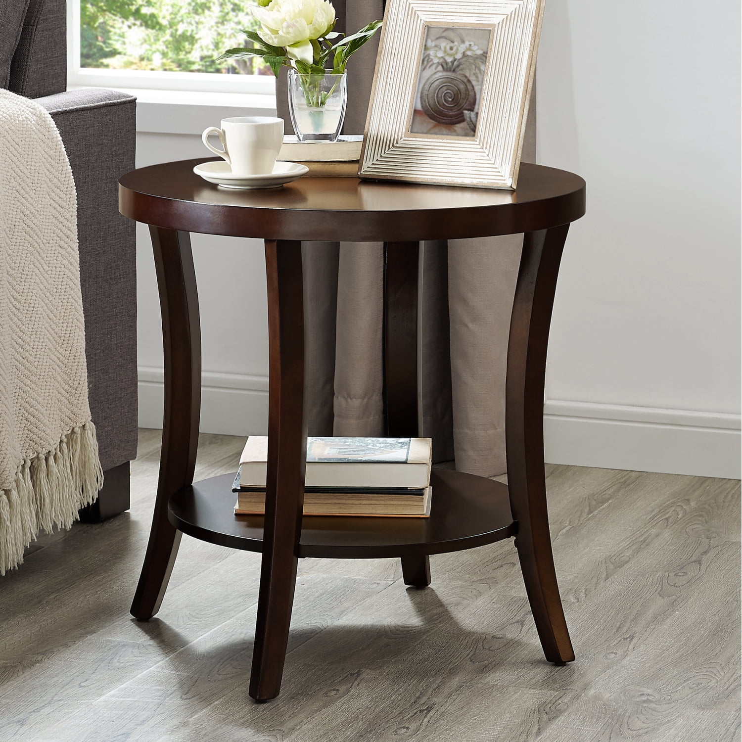 Perth Contemporary Oval Shelf End Table,