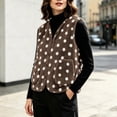 thumbnail image 4 of Guluxicc Women's Fleece Polka Dot Vests Button Down V Neck Sleeveless Jackets with Pockets for Everyday Fall Winter Vests, 4 of 6