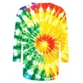 thumbnail image 3 of VBTAPA Tie Dye T Shirts for Women Rainbow Graphic Tee Shirts Funny Casual 3/4 Sleeve Tops Loose Fit Round Neck Tees Daily Sales Multicolor S, 3 of 5