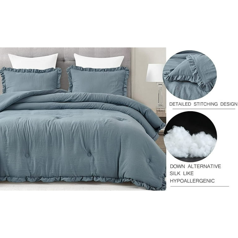Chezmoi Collection Nora 3-Piece Queen Size Comforter Set, Dusty
