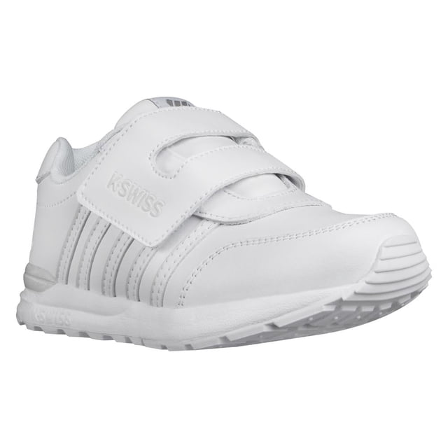 Tenis Para Niño K-Swiss T 17 Blanco Tross Ii New Velcro, tenis casual en color blanco con cierre de velcro doble, suela antiderrapante y plantilla texturizada. Son ligeros y frescos, ideales para el uso diario y actividades infantiles, también adecuados para juegos al aire libre.