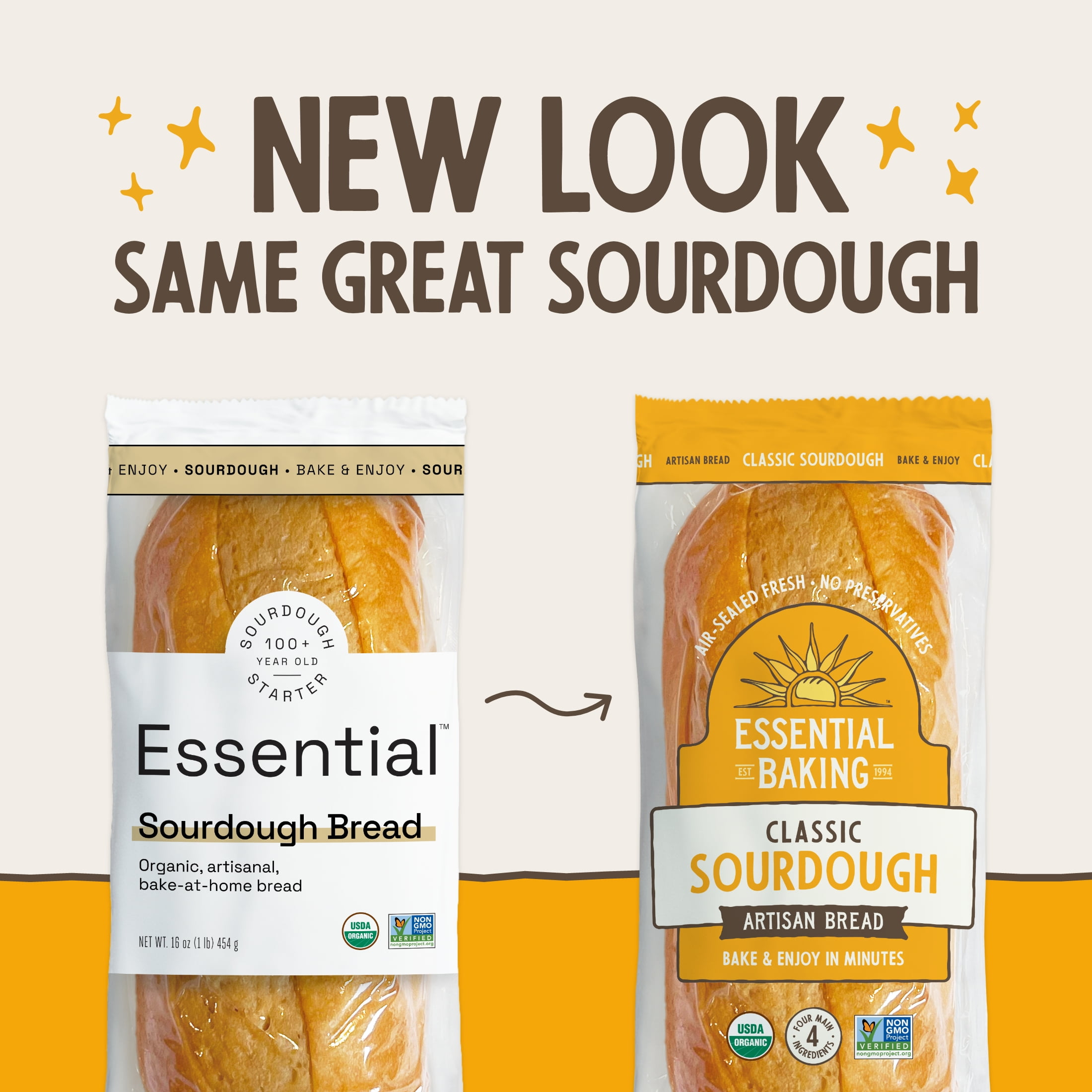 Essential Bake at Home Sourdough Bread, Certified Organic, Non-GMO, Shelf-Stable, 16 oz, 4 Pack