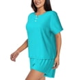 thumbnail image 2 of Picia Aqua Pajamas Sets for Women Soft Short-Sleeved Pjs with Lounge Shorts Two Piece Sleepwear-, 2 of 9