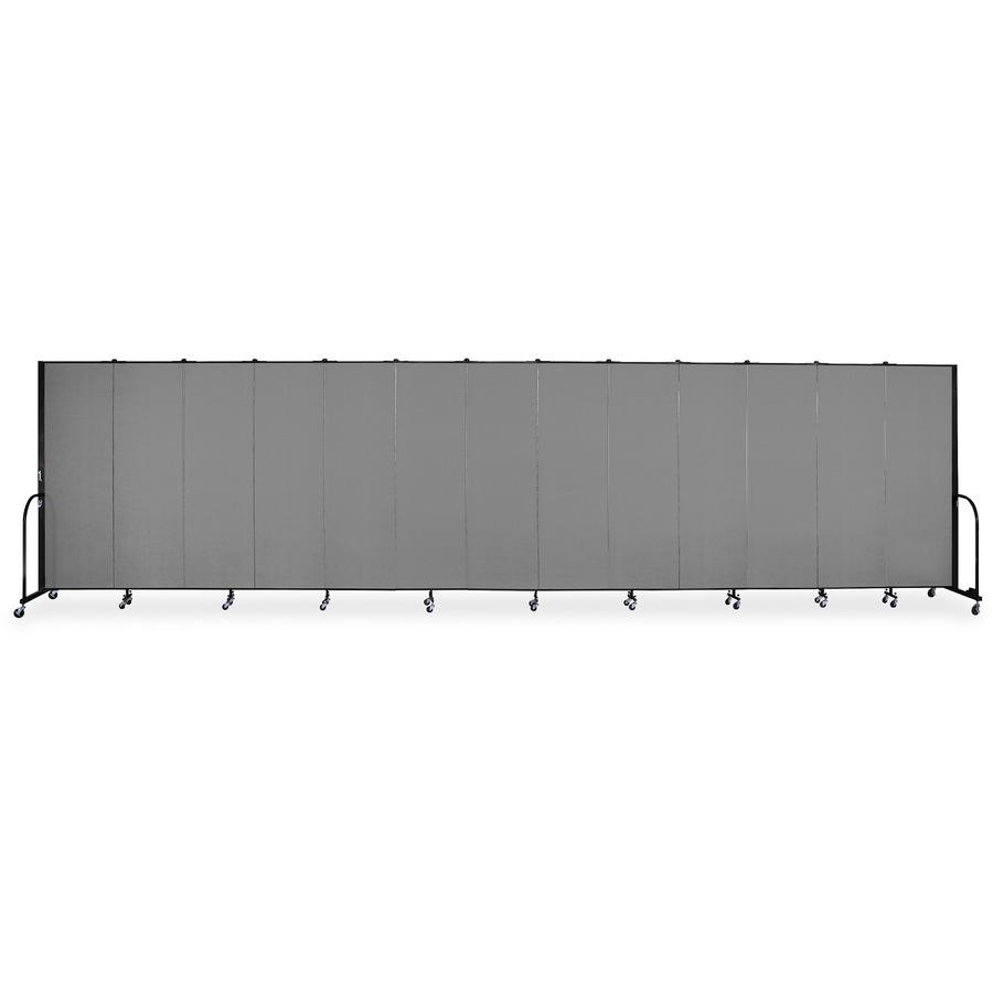 Screenflex Portable Room Dividers - 72" Height x 24.1 ft Length - Black Metal Frame - Polyester - Stone - 1 Each