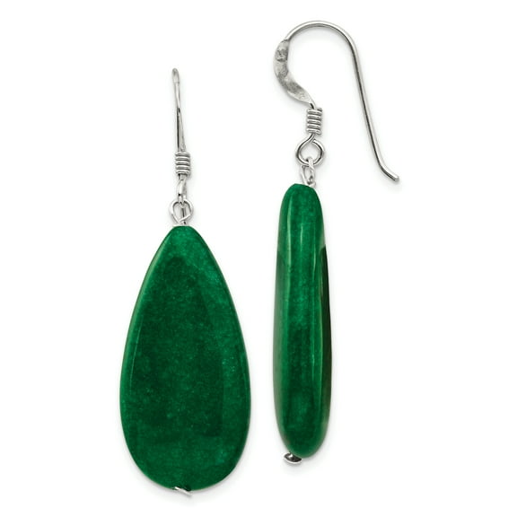 Primal Silver Sterling Silver Dark Green Jade Earrings