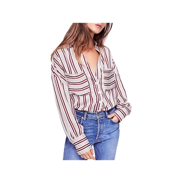 Free People Free People Womens Striped Button Up Shirt