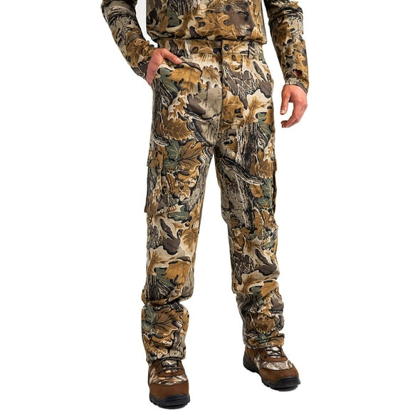Pebble Men's Camo Hunting Pants, Mid Rise, Durable Cargo Pants with 6-Pocket, Comfort Fit, Men's Outdoor Pants