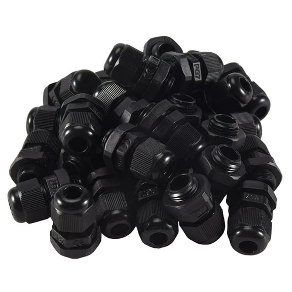 30 Pcs PG7 Waterproof Connector Gland Black for 4-7mm Diameter Cable,30 x PG7 Cable Gland,Black