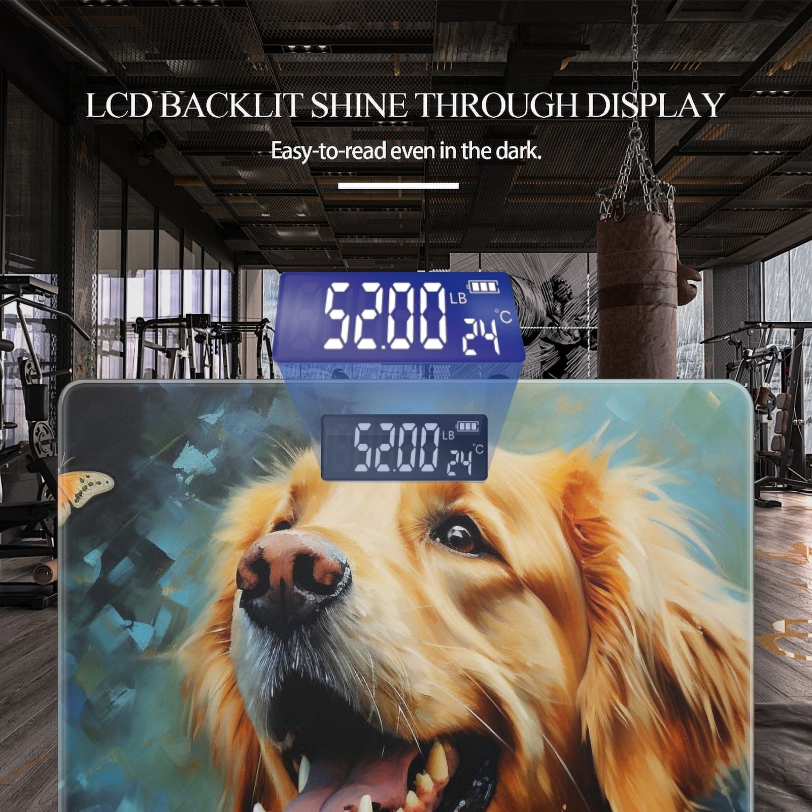 High Precision Body Weight Scale Smart Bathroom Scales with Large LCD Display(400lbs),Decorative for Bedroom-Golden Retriever Of Oil Painting