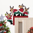 thumbnail image 3 of XEOVHV Christmas Door Corner Decoration,Christmas Santa Claus Reindeer Door Sign Wall Retro Door Frame Decorations Wooden Sculpture for Living Room Bedroom Office Frame Xmas Party Props Gifts Home Dec, 3 of 8