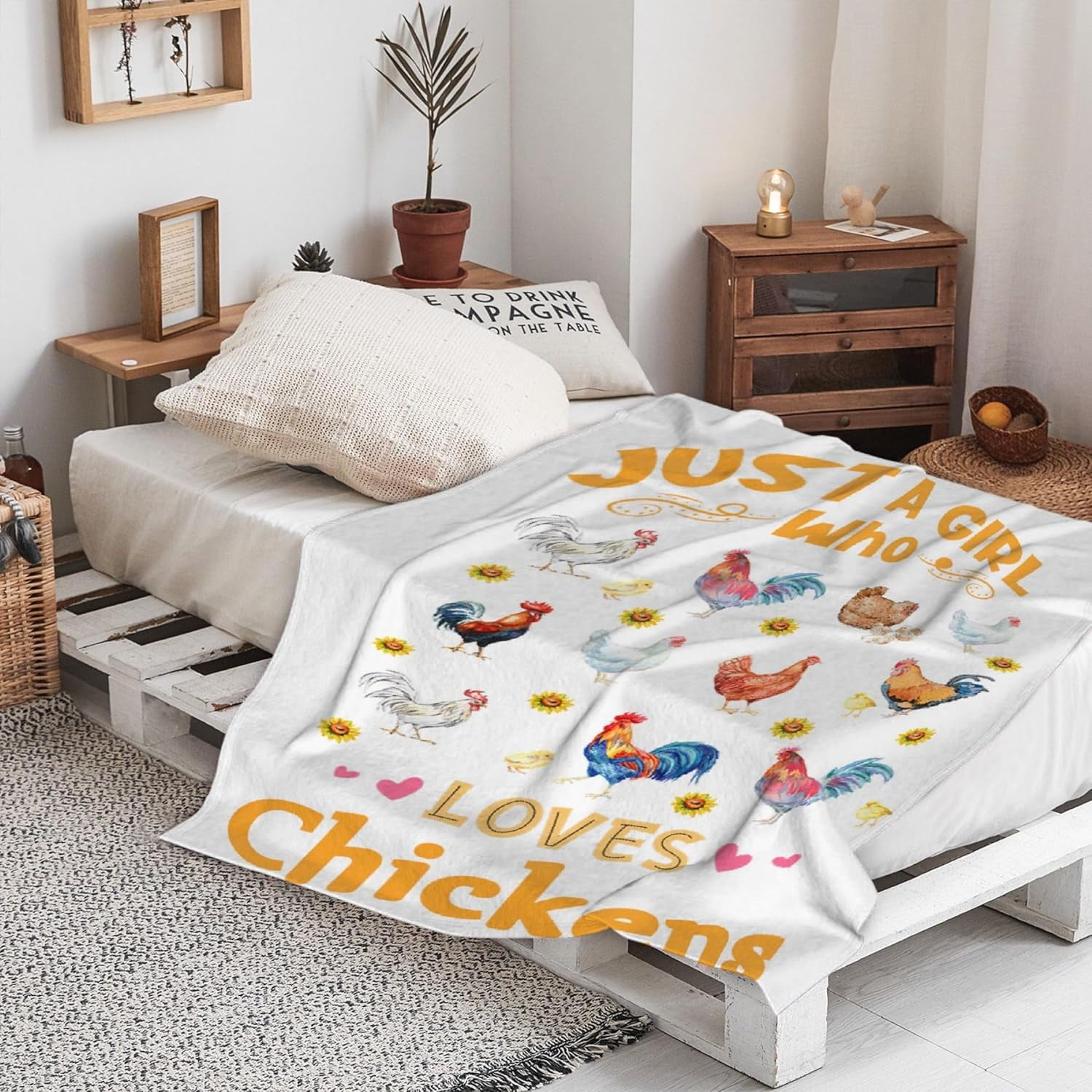 Just A Girl Who Loves Chickens Blanket Gifts Plush Fuzzy Cozy Soft Lightweight Blankets for Couch Air-Conditioning Quilts Decor Blanket for Chirstmas Gifts 80"x60" for Adults