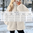 thumbnail image 3 of Sevevn Women's Stand Collar Zip‑Up Sherpa Fleece Jacket Loose Short Coat With Pockets Warm Fuzzy Outerwear White M, 3 of 5