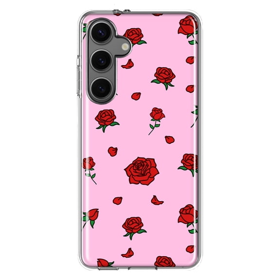 Mundaze - Case for Samsung Galaxy S24 Plus Slim Shockproof Hard Shell Soft TPU Heavy Duty Protective Phone Cover - Cute Red Roses