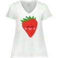 thumbnail image 3 of Inktastic Strawberry Kawaii Women's Plus Size V-Neck T-Shirt, 3 of 5