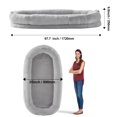 thumbnail image 4 of KFFKFF Human-Sized Pet Lounger, 67.7"x35"x9.8", Adult Pet Bed with Removable Faux Rabbit Fur, Egg Crate Foam, Pocket for Toys, Spacious Pet Sofa, Light Grey, 4 of 9