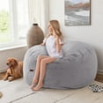 thumbnail image 4 of BYBYME Giant Washable and Convertible Bean Bag Chairs with Cover, Gray, 4 of 8