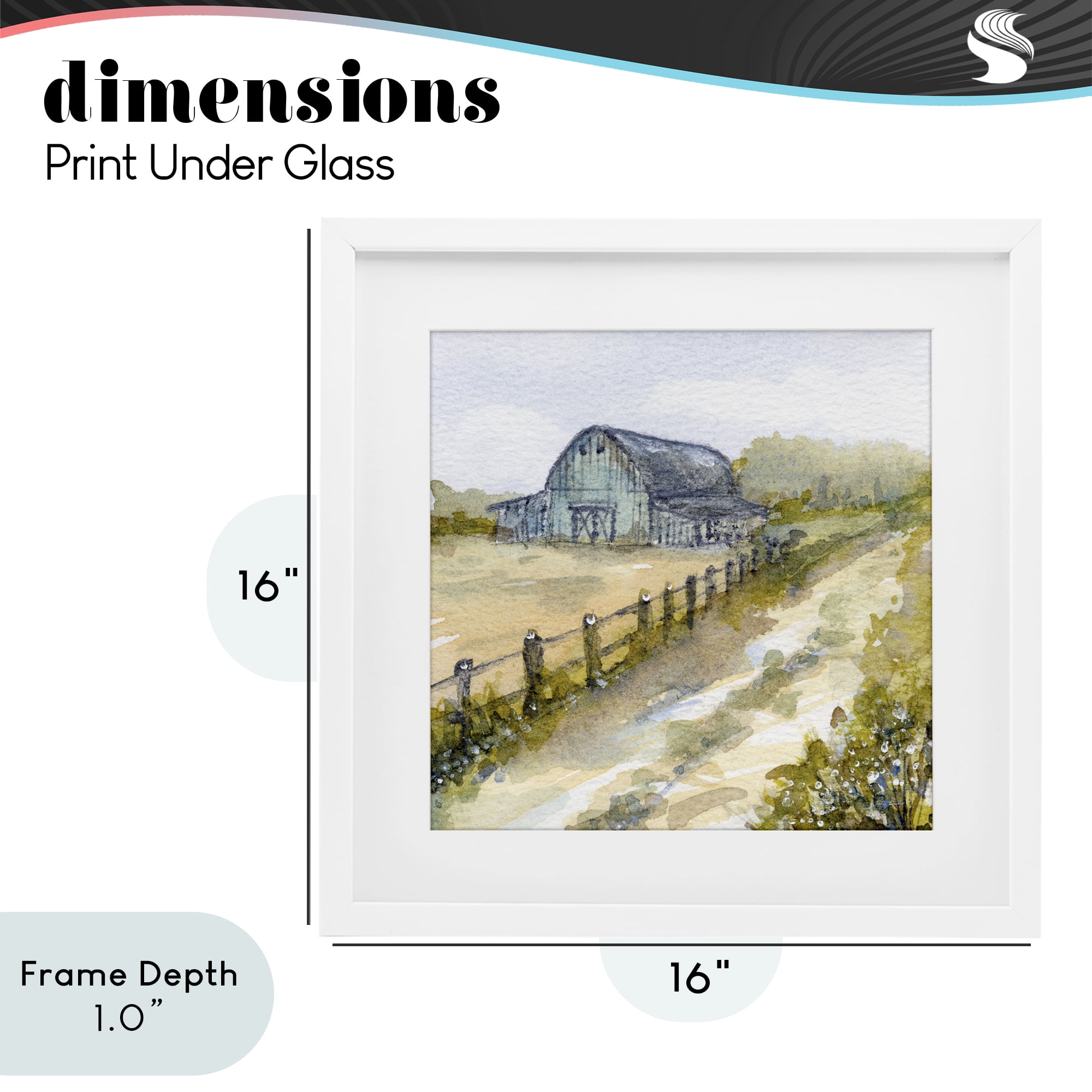 Stupell Industries Blue Barn Lane White Framed Print Under Glass, design by Patti Bishop