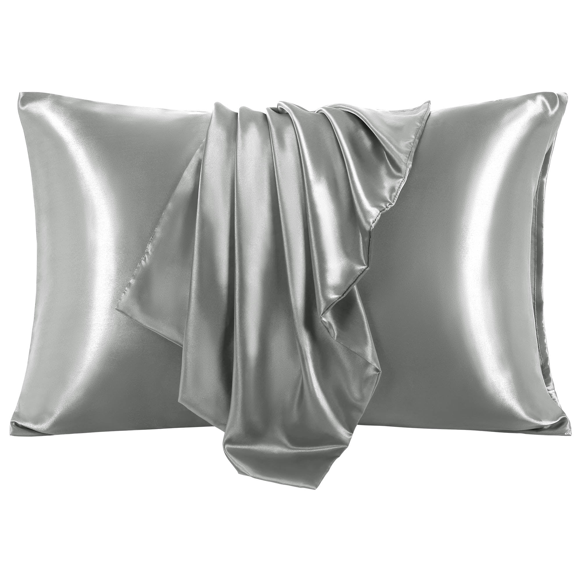 PiccoCasa 2Pcs Satin Pillowcase King Pillow Cover with Envelope Closure