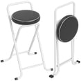 thumbnail image 1 of HOMCOM Folding Stools Set of 2, Foldable Bar Stools with PU Seat, Black, 1 of 10