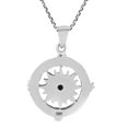 thumbnail image 5 of Wanderer’s Guide Sterling Silver Compass Green Turquoise Inlaid Necklace, 5 of 6