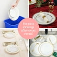 thumbnail image 6 of Prestee 50-Piece Plastic Plates Disposable Set - White with Gold Rimmed Plastic Plate for Parties, Holidays, Weddings - Includes 25 Dinner Plates and 25 Small Salad Platter - Ideal Thanksgiving Plate, 6 of 6