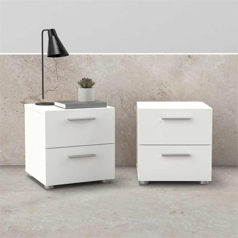 Tvilum Loft 2 Drawer White Nightstand - Set of 2