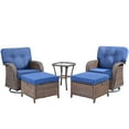 thumbnail image 2 of Unnifurnzi 5 Pieces Patio Furniture Set-All Weather Wicker Patio Swivel Glider Chairs with Outdoor Ottoman Outdoor Furniture for Deck Porch Poolside Balcony-Brown/Blue, 2 of 7