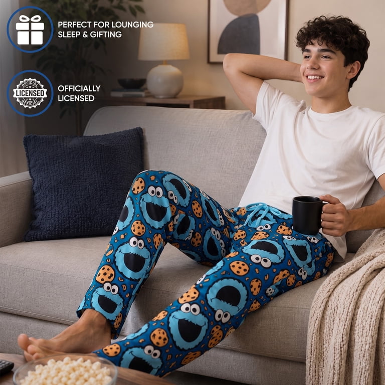 Bioworld Sesame Street Cookie Monster Sleep Pajama Pants, Medium