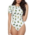 thumbnail image 1 of Saiise Mignon Motif Avocat Yoga Combinaison à Manches Courtes pour Femmes Col Rond Pyjama Justaucorps Extensible avec Fermeture à Pression-TG, 1 of 7