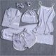 thumbnail image 1 of Pijama de siete piezas de color sólido para mujer, cárdigan de seda para primavera/otoño/verano, ropa de hogar, traje de pijama de seda artificial de 7 piezas, 1 of 6