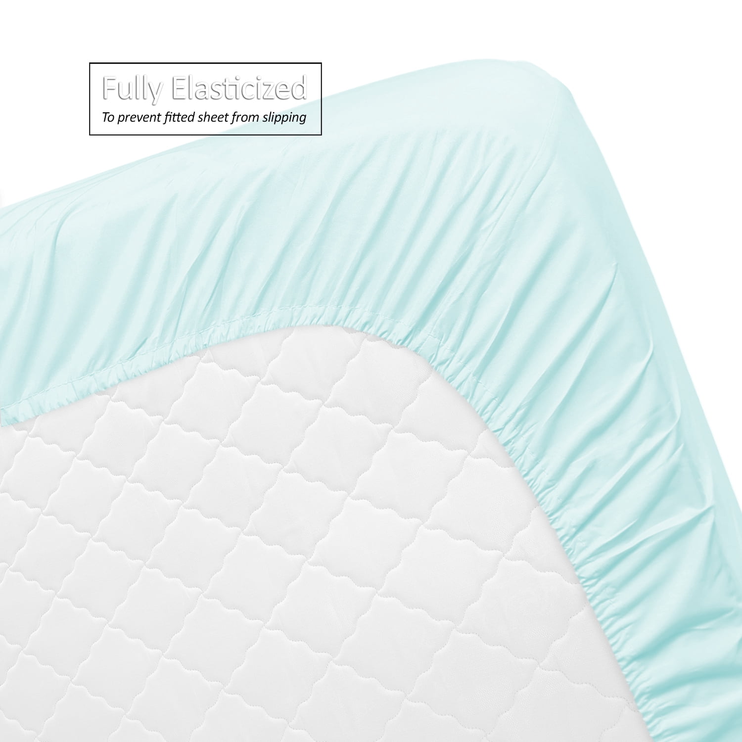Clara Clark Premier 1800 Microfiber Collection 3-Line Bed Sheet Set, Split King Size, Light Baby Blue