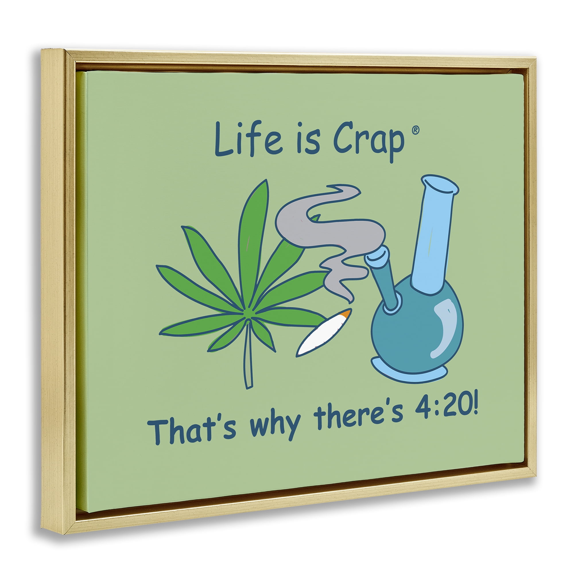 Stupell Industries Funny That's Why 420 Novelty & Humor Painting Gold Floater Framed Canvas Art Print Wall Art, 21 x 17