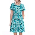 thumbnail image 1 of Easygdp Shark Wearing Sunglasses para Vestido Transpirable de Mujer, Vestido Suelto de Manga Corta con Pliegues y Bolsillos para el Verano, 1 of 6