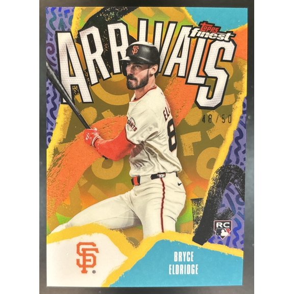Collectible 2026 Topps Finest Bryce Eldridge A-4 Arrivals Gold Refractor /50 Trading Card San Francisco Giants RC San Francisco Giants MLB Baseball Trading Card