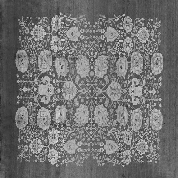 Ahgly Company Indoor Square Oriental Gray Industrial Area Rugs, 7' Square