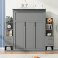 thumbnail image 2 of Newest Queen Size Murphy Bed Wall Bed with Shelves, Drawers , Lights,Gray, 2 of 9