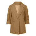 thumbnail image 4 of YDFCWXW Women Suit Jackets Fashion Solid Casual Pocket Long Sleeve Notch Lapel Business Work Office Blazer Coat Blouse Top Khaki, XXL, 4 of 5