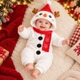 thumbnail image 5 of Baby Girl Boy Snowman Costumes Cute Hooded Long Sleeve Jumpsuit Baby Christmas Outfit, 5 of 9