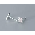 thumbnail image 4 of EOEMY Sterling Silver Clear Crystal Cubic Zirconia Cz Stud Earrings - Star Shapes, 4 of 7