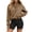 Khaki, variant on Turilly Women's Solid Color Quarter-Zip Pullover Hoodless Sweatshirt, Casual Long Sleeve Stand Collar Fleece Top with Pockets