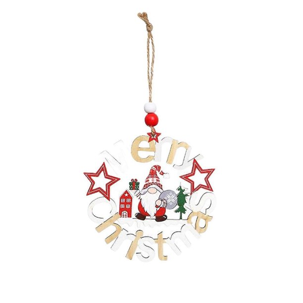 Colgante navideño de madera hueca decorativa para festivales, multiusos, regalo de decoración de Año Nuevo, Papá Noel sin rostro, adorno colgante para árbol de Navidad para el hogar, A