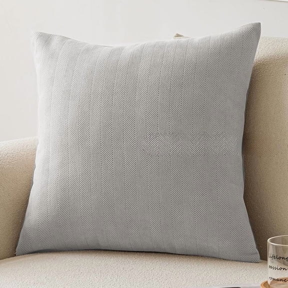 Light Gray Chenille Throw Pillow Cover, Soft Textured Decorative Cushion Case for Sofa Couch and Living Room Decor