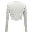 thumbnail image 6 of Riforla Women's Sexy Long Sleeve Crop Top 2024 Crew Neck Basic Fitted Tight Cropped T Shirts V Neck Tee Graphic Was Out Long Sleeve White XL, 6 of 6